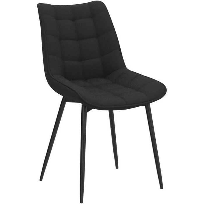 Набір з 2-х кухонних стільців WOLTU для вітальні, кухні, їдальні, чорного кольору, з м'якою спинкою та сидінням з льону, металеві ніжки, до 150 кг