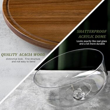 Тортниця з підставкою, дерев'яна та акрилова, з кришкою - для тортів та випічки