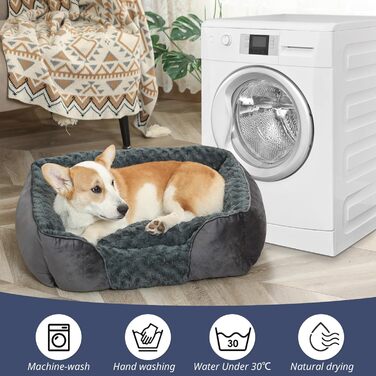 Лежак для собак CF для великих собак, рожевий оксамит, заспокійливий, проти тривоги, можна прати в машині, знімна подушка, 76x60x20 см