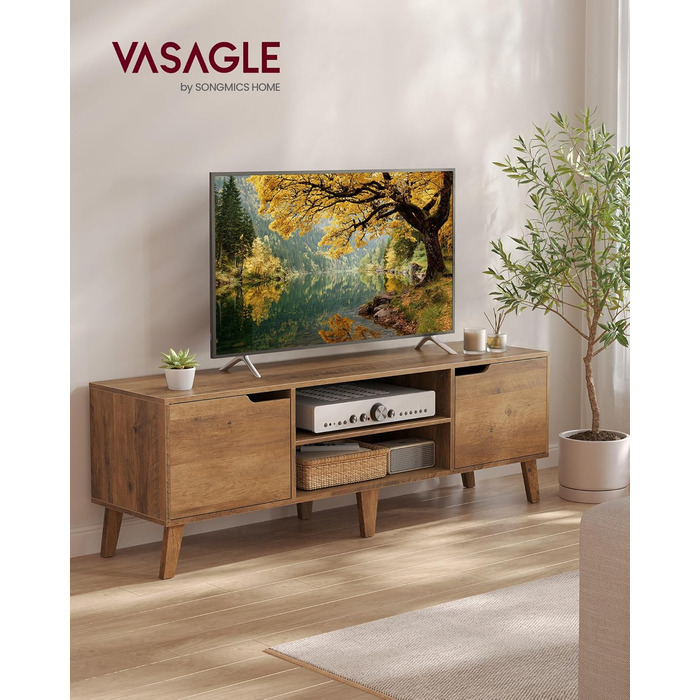 Тумба під телевізор VASAGLE LTV556K01, 147 см, для ТВ до 65 дюймів, колір медовий браун, стиль перехідний