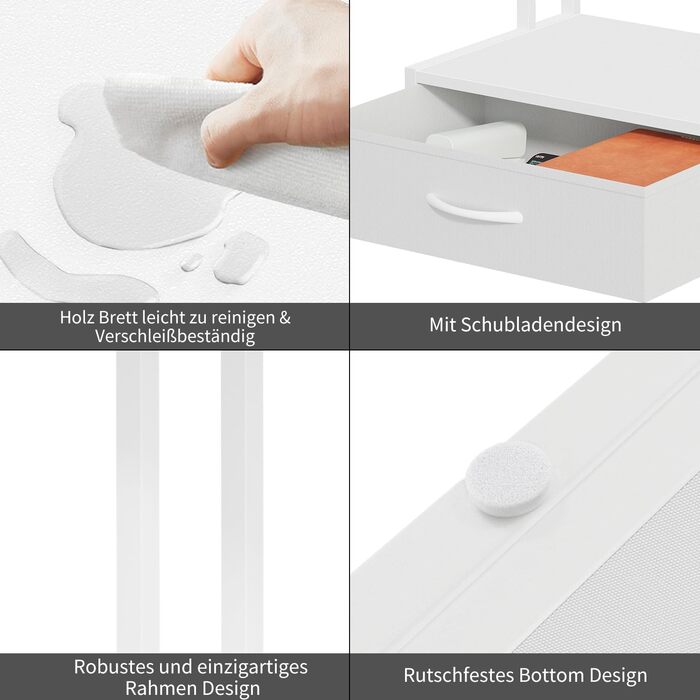 Підставка для принтера на стіл з ящиком для документів, органайзер для офісу, підставка для принтера, факсу, сканера (білий)