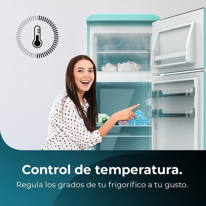 Холодильник Cecotec Bolero CoolMarket 2D Origin 86L: 89,3 см, 48,7 см, 86 л, Клас E, з відділенням для льоду, внутрішнім освітленням, хромованим ручками