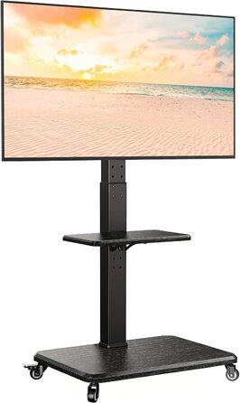 Підставка для телевізора Perlegear на коліщатках, 32-75 дюймів, до 50 кг, регульована по висоті, поворотна, нахильна, з підсвічуванням, VESA 600x400 мм, PGTVMC27