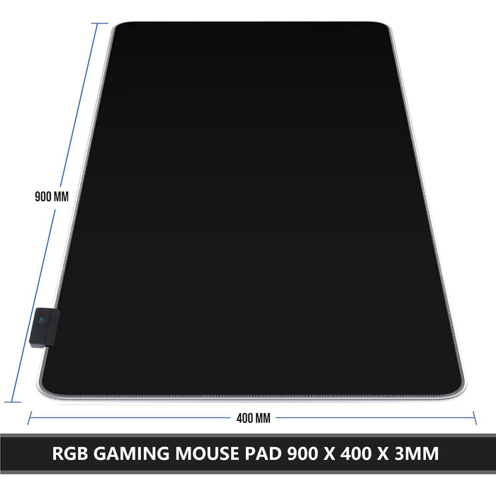 Килимок для миші ігровий RGB 900x400mm XXL чорний. Водостійкий, з підсвічуванням, антиковзаючий для ПК, ноутбука, ігор.