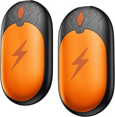 Електричні грілки для рук 2 шт. - легкі, перезаряджувані, з 3 режимами нагріву, до 24 годин роботи, USB, для активного відпочинку взимку (Оранжевий)