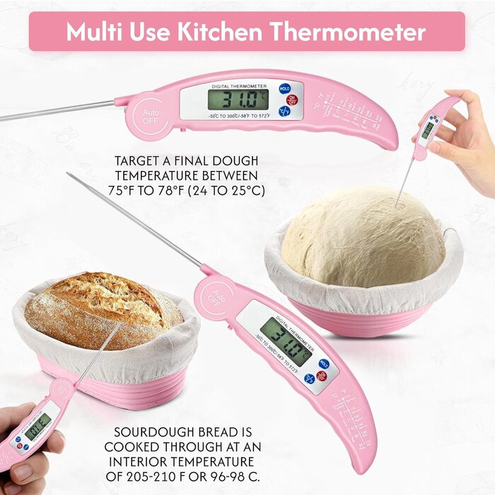 Набір для приготування закваски з вагами, скляний стартер 1,2 л, 2 гнізда для вистоювання, скребок, ваги, повний комплект для приготування (Рожевий)