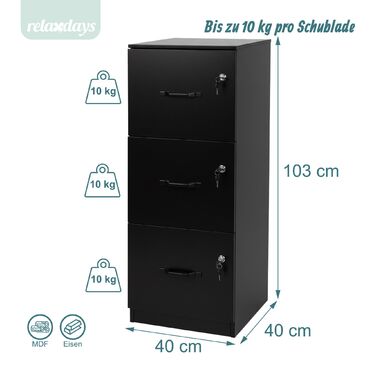 Шафа для документів Relaxdays з 3 відділеннями, з замком