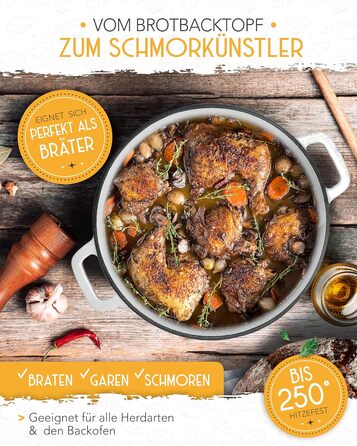 Форма для випікання хліба з чавуну з кришкою Krustenzauber, 28 см, 4.7л, емальована
