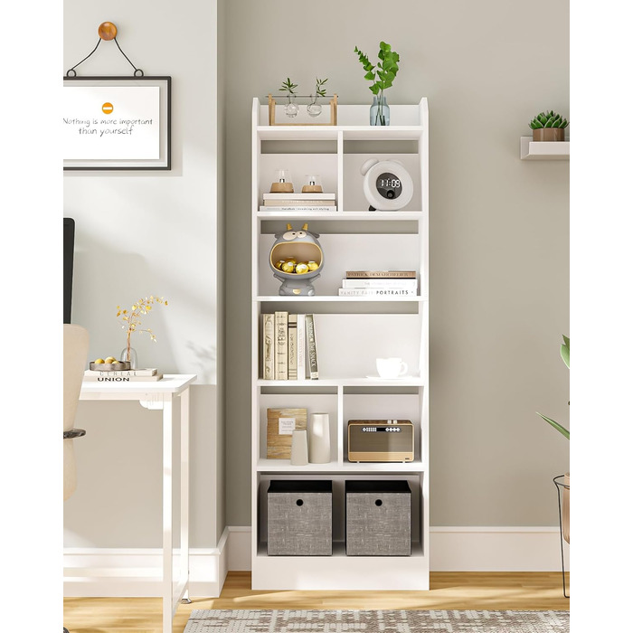 Стильний стелаж для книг з 6 секціями, білий, 24 x 60 x 170 см (BC11103X)