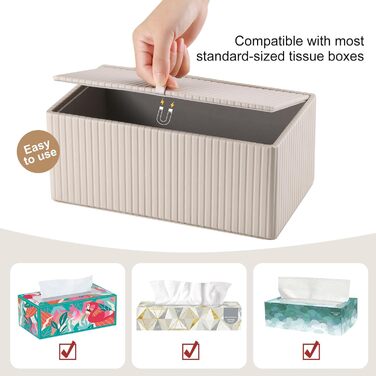 Скляниця для серветок KINGFOM, бежева, прямокутна, з PU шкіри – декоративна скляниця для серветок для вітальні, ванної кімнати та офісу