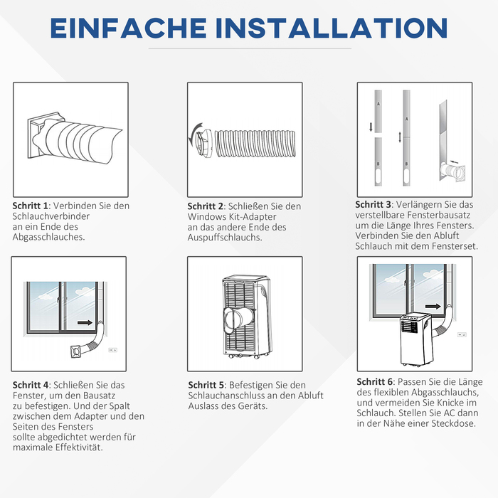 Мобільний кондиціонер 3-в-1 з пультом дистанційного керування, 9K BTU, таймером на 24 години, ABS-пластиком, білий