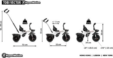 Триколісний велосипед дитячий Tobi Vector з ручкою для батьків, ременями безпеки, зручним сидінням, широкими колесами, чорний