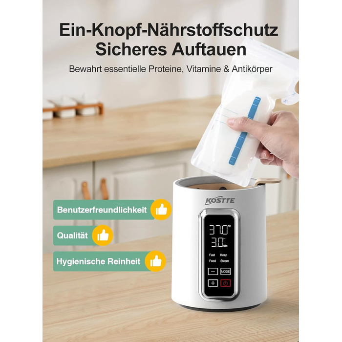 Підігрівач для пляшечок KOSTTE - універсальний, для грудного молока та суміші (білий + чорний)