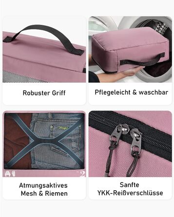 Набір органайзерів для подорожей ECOHUB (7 шт), дорожні компресійні сумки з переробленого PET, рожеві