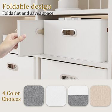 3 Кошики для зберігання з тканини Yawinhe, складані, з ручками, для спальні, білизна, 33x23x20 см, білий/сірий