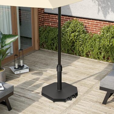 Підставка для парасольки на терасу, 18.6 кг, на колесах, чорна, для маркетних парасоль, міцна, підставка для парасольки, база для тераси, басейну, двору