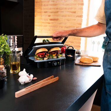 Електричний гриль Cecotec Rock'nGrill 1500 Stone Ceramic Mix&Grill, 1500 Вт, керамічне покриття, 180 градусів, з піддоном для жиру