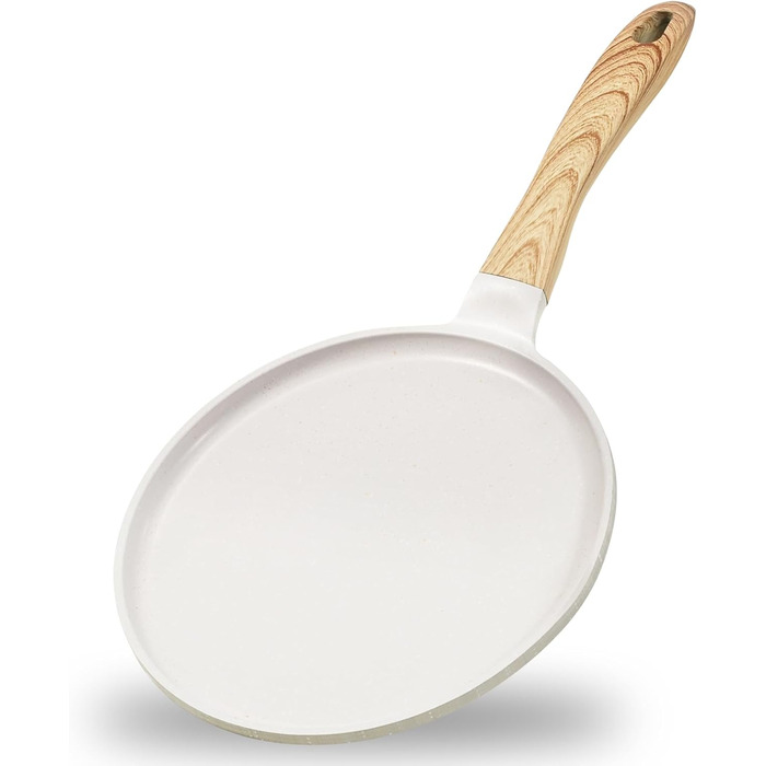 Сковорода для крепів та млинців JEETEE з антипригарним покриттям з граніту, бакелітова ручка, 24 см, PFOA Free, бежева