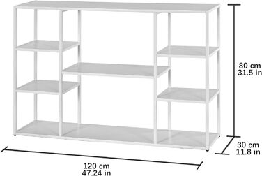 Консольний столик HDANI 120 см з полицями для дому, білий. Розміри: 120 x 30 x 80 см