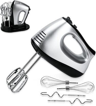 Електричний міксер Lychee з анти-розбризкуванням, 6 насадок, 5 швидкостей + Turbo, 300W, для кухні та випічки