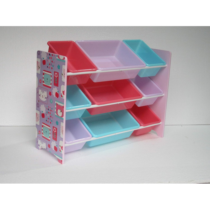 Стиль Головна Дитяча полиця Полиця для іграшок Дитяча полиця для зберігання з 9 коробками Ящик для іграшок Книжкова шафа, 84 x 60 x 30 см, фіолетовий