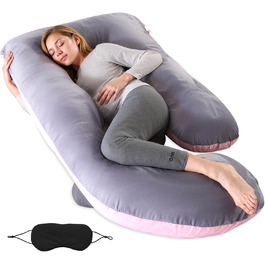 Подушка для вагітних BBWELL U-подібної форми, 80x120x180 см, сіро-рожева