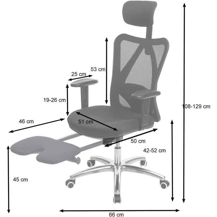 Офісний стілець Mendler HWC-J86, ергономічний, регульована поперекова підтримка, до 150 кг, оранжевий (з підніжжям, чорний)