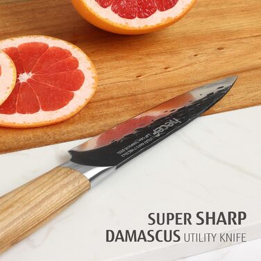 Ніж кухарський Damast 33 см Hecef, професійний ніж шеф-кухаря, японський ніж з 67 шарів дамаської сталі, гострий ніж для м'яса з ручкою з оливкового дерева