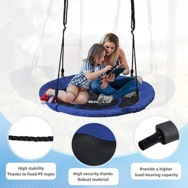 Сітчаста гойдалка ZERRO для дітей та дорослих, Ø120см, регульована висота, до 150кг (Блакитна)