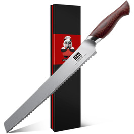 SHAN ZU Profi кухонний ніж 18 см - японський кухонний ніж з високоякісної сталі 10Cr15Mov, 12° заточка, ергономічна ручка з паккавуда - для м'яса, овочів, риби (хлібний ніж 25 см)