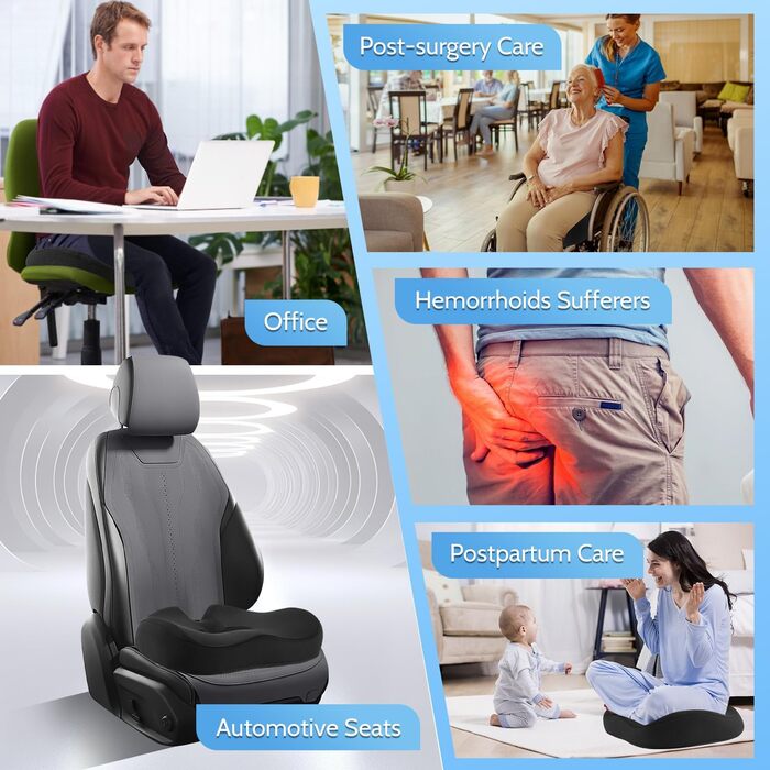 Подушка-пончик для геморою та болю в куприку, велика чорна подушка для вагітних та після пологів