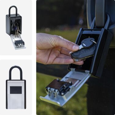ABUS KeyGarage 797 LED - ключова скринька з замком для кріплення - з підсвічуванням цифр - для ключів та дрібних цінних речей - чорно-срібна (Big)
