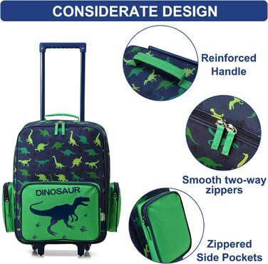 Місткий дитячий валізу, красивий дорожній валізу для хлопчиків, ручна поклажа, візок для малюків, дитячий сад, дитячий візок з колесами, 18 дюймів зеленого кольору