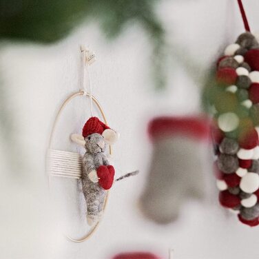 Прикраси для різдвяної ялинки Миші Gry & Sif I милі різдвяні підвіски, різдвяні прикраси ручної роботи, зимові прикраси з повсті, прикраси для різдвяної ялинки Fair-Trade