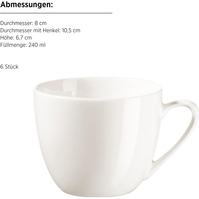 MÄSER Belmira - класичний кавовий сервіс на 6 осіб (18 предметів), порцеляна, білий