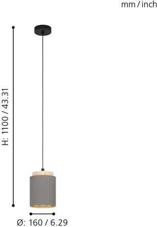 Підвісний світильник EGLO Albariza, підвісний світильник на 3 лампи Vintage, підвісний світильник зі сталі, дерева та текстилю в чорному, натуральному, капучино, золотому, обідній настільній лампі, світильник для вітальні, що висить з цоколем E27 (підвісн