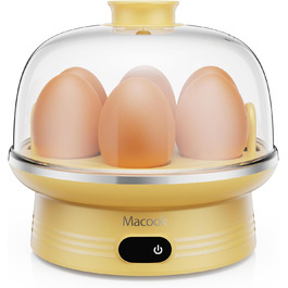 Яйцеварка Macook на 1-7 яєць, комп'ютеризоване керування, яйцеварка зі світлодіодним сенсорним екраном, регулювання твердості, захист від перегріву, яйцеварка з сигнальним сигналом, без бісфенолу А, 350 Вт, жовтий