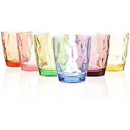 Мл Набір з 4 склянок для води пластикові стаканчики склянки для пиття склянки для пиття довгі склянки для пиття дитячі стакани для соку багаторазового використання (6 кольорів), 300