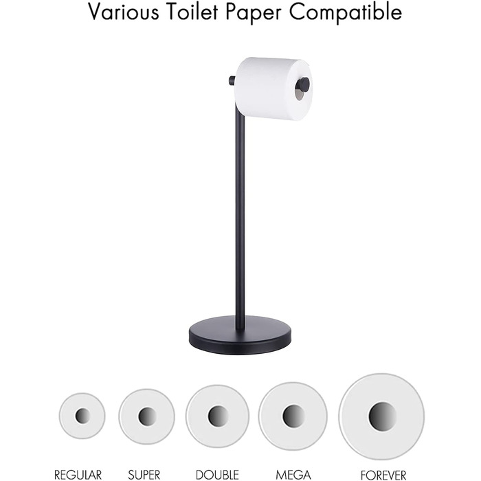 Тримач для туалетного паперу KES, тримач для туалетного паперу, окремий тримач для рулону туалетного паперу, чорний матовий тримач для рулону туалетного паперу, нержавіюча сталь SU