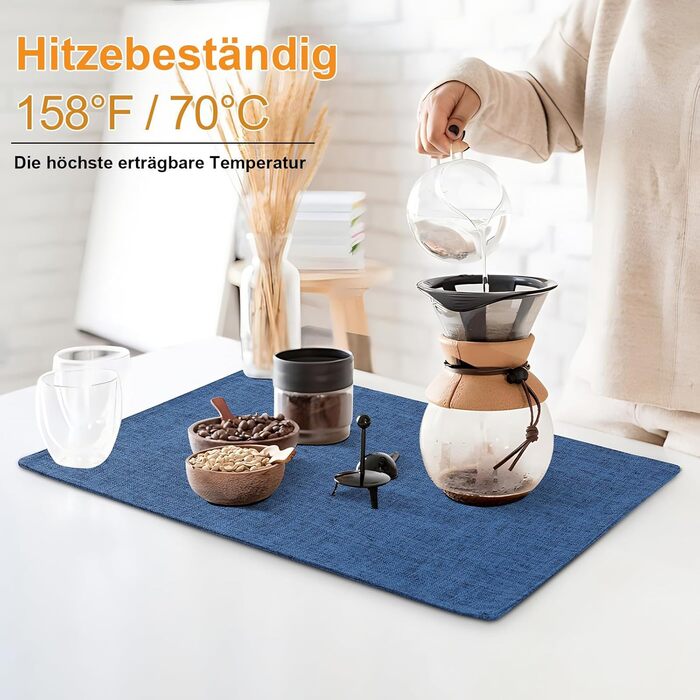 Тканинні серветки на стіл Homaxy, 4 шт., блакитні, миючі, термостійкі, антиковзаючі, двосторонні