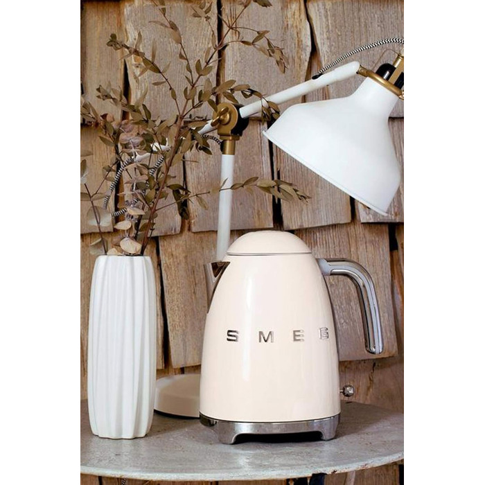Електричний чайник Smeg KLF03CREU 1.7L, кремовий колір, з нержавіючої сталі, антинакипний фільтр, автоматичне відключення, 2400W