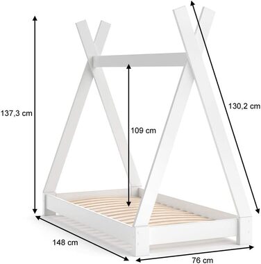 Ліжко VitaliSpa Teepee, біле, 148 x 76 см