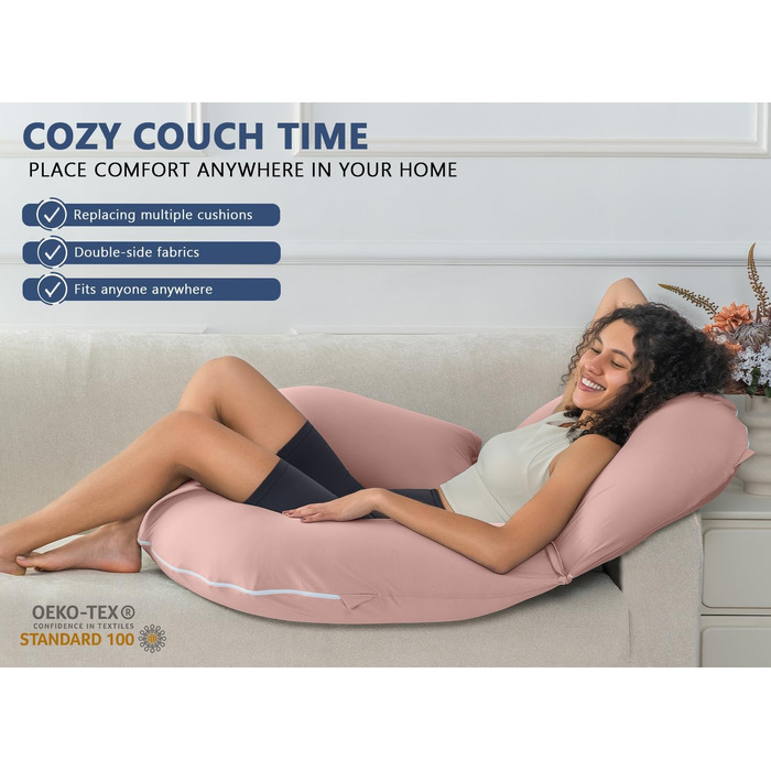 Подушка для читання INSEN, спинка для сидіння в ліжку, для читання, розслаблення, для дорослих, матерів та дітей, подушка для пресу, для ліжка (охолоджуюча бавовна-персик, Basic)