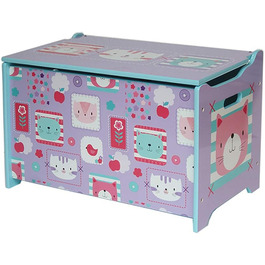 Стиль для дому Іграшкова скриня Ящик для іграшок Дитяче сидіння Скриня Лавка для зберігання для дитячої кімнати, рожевий, дерев'яний (60 x 36 x 39 см) (W-фіолетовий)
