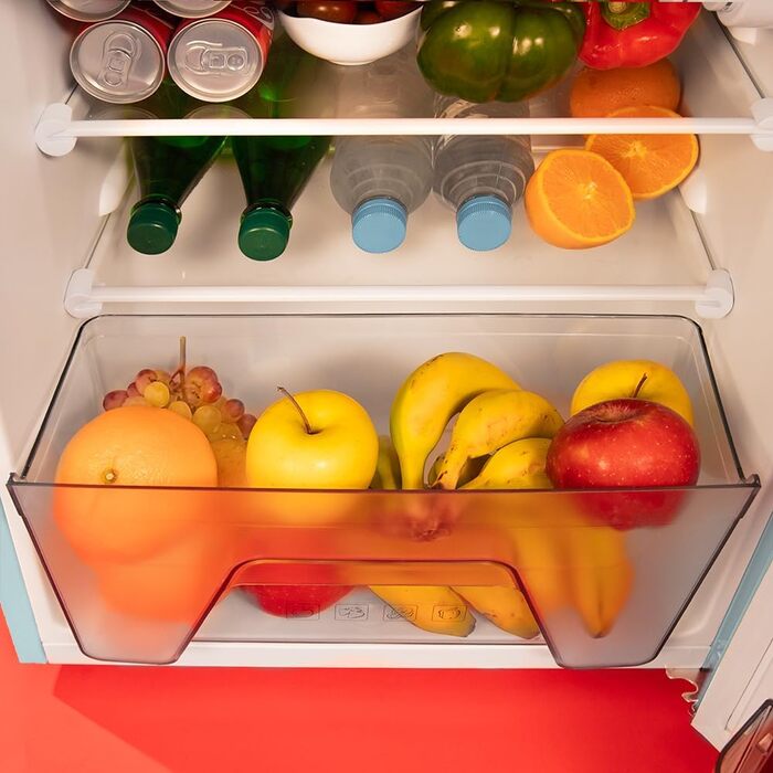 Холодильник Cecotec Bolero CoolMarket 86L, 2 двері, Retro, блакитний, Клас E