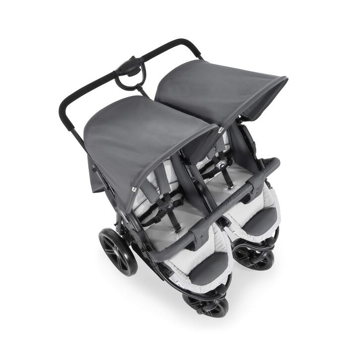 Візок для близнюків Hauck Roadster Duo SLX Grey/Silver: прогулянка від народження до 15 кг, функція лежання, великий кошик, компактний у складеному стані