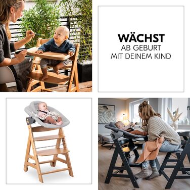 Високий стільчик для годування Hauck Beta+ Newborn Set Premium Dark Grey - комплект для новонароджених, з м'яким сидінням та підносом