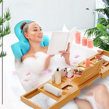 Подушка для ванни Ganzk?rper з неслизьким дном, м'який матеріал, для дорослих та гарячих джерел (блакитний)