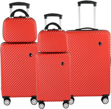 Тверда оболонка валіза візок набір 5-ти компонентна валіза візок валіза дорожня валіза 4 подвійних колеса поліпропіленова тверда оболонка валіза з замком в комплекті (M ручна поклажа L XL 2-компонентна косметичка) червоний червоний набір 5-ти компонентна 