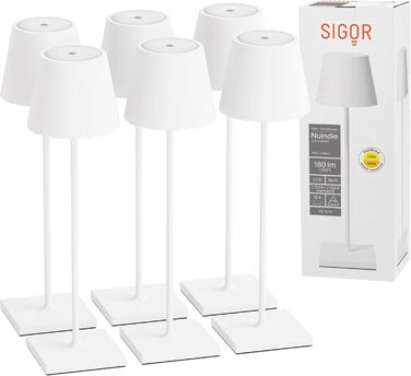 LED акумуляторна настільна лампа SIGOR Nuindie 2.0 - диммер, IP54, 38 см, USB-C, 12 год, сніжно-біла